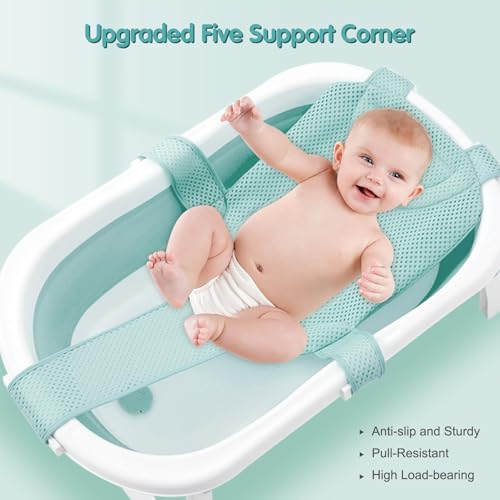 Image of Colorlife Baby Bath Seat Support Net Infant Bathing Seat Support Mat, Adjustable Comfortable Non-Slip Five-Pointed Baby Shower Net Bathtub Sit Up Mesh for Newborn 0-12 Months-Green(No Bathtub)