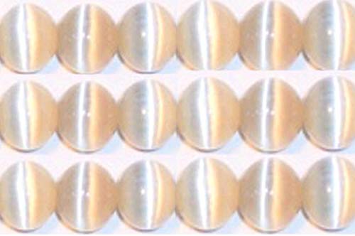 4mm Cat's Eye Bead Strands Grade "A" Fiber Optic, 32 Colors to Choose from (Cream)