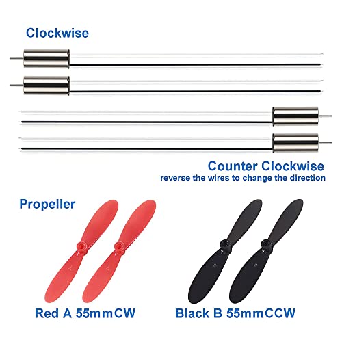 ALAMSCN 4pcs 8520 Coreless Motor 8.5x20mm 15000KV 50000 RPM Brushed Motors with Propeller 3.7V Mini Great Torque CW CCW for DIY Micro Quadcopter RC Drone Helicopter Aircraft Toys