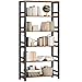 IRONCK Bookshelf, 31.5in Wide Shelf 6 Tier Bookcase, 110lbs/shelf Vintage Industrial Style Bookshelves for Bedroom, Living Room and Home Office, Vintage Brown