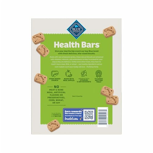 Image of Blue Buffalo Health Bars Mini Crunchy Dog Biscuits, Oven-Baked with Natural Ingredients, Apples & Yogurt, 32-oz Bag (Pack of 2)