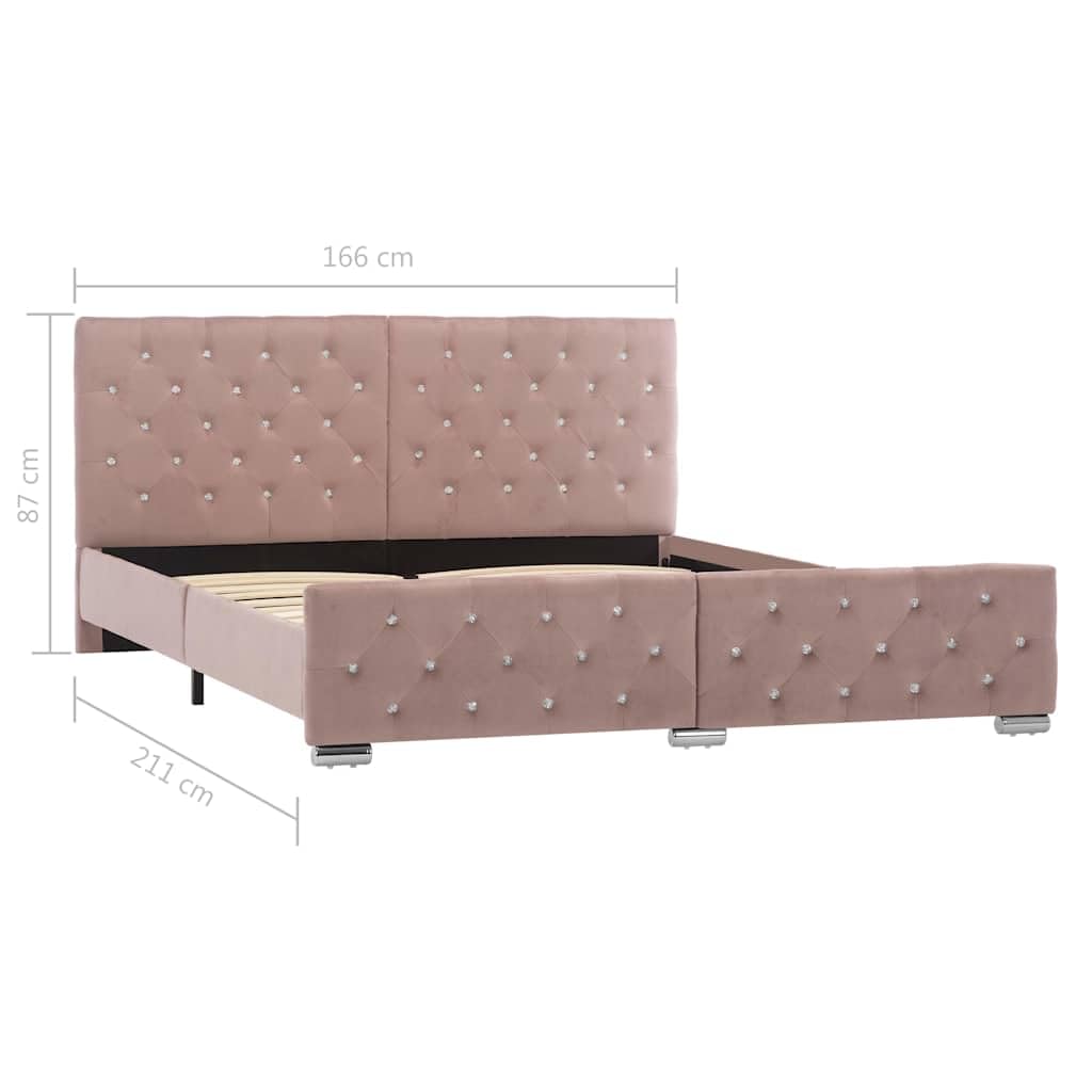 Cadre de lit rose velours 160 x 200 cm