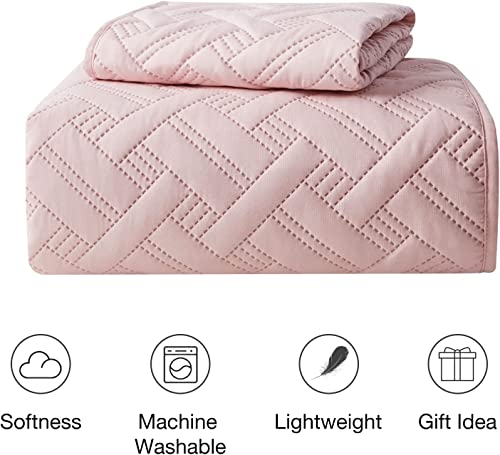 BSB HOME All-Weather Embroidered 3 Pcs Comforter Set with Pillow Shams - Light Weight Bedspread/Duvet/Quilt - Double, 150 GSM | Pink, Cotton, Pack of 3