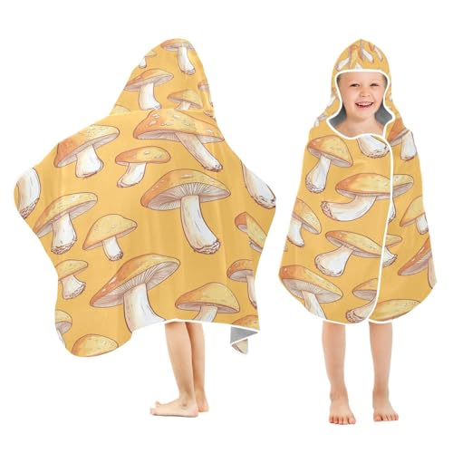 Kigai Mushroom Hooded Beach Towel for Kids Soft Absorbent Quick Dry Bath Towel with Hood Lightweight Toddler Shower Pool Bath Wrap for Boys Girls