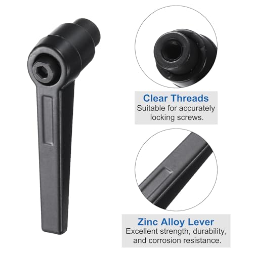 Image of uxcell 4pcs Clamping Lever Adjustable Handles M5 Metric Female Thread Level Handle Hand Knobs Quick Release Black for Lathe Machinery