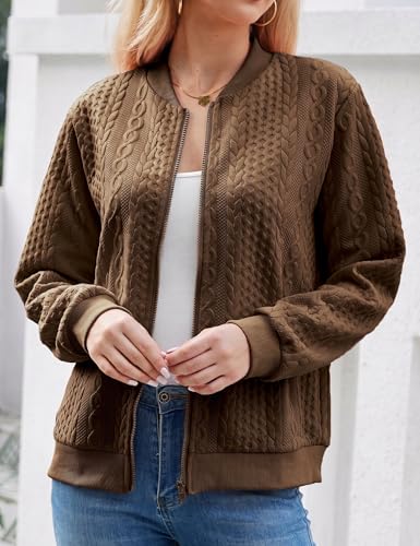 Image of Larmliss Women's Zip Up Cardigan Sweater Hoodies Long Sleeve Jacket Crewneck Casual Outerwear Spring Fall Trendy Coat Outfits