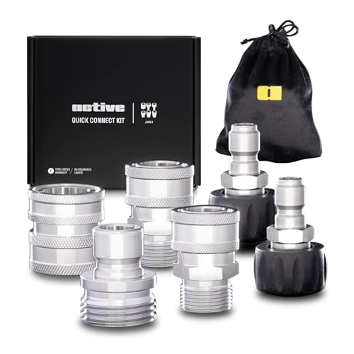Active M22-14mm Pressure Washer Quick Connect Kit, 304 Stainless Steel M22-14mm to 3/8" Male to Female Quick Disconnect Kit for Power Washer Assembly