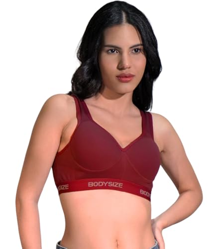 Image of BODYSIZE Women's Everyday Wear Wire Free Padded Sports Bra SF-28 (Heavily Padded, Gym, Yoga Bra) | Everyday Wear, Sweat Absorbent, Soft Cotton Fabric for Ultimate Comfort (B Cup)