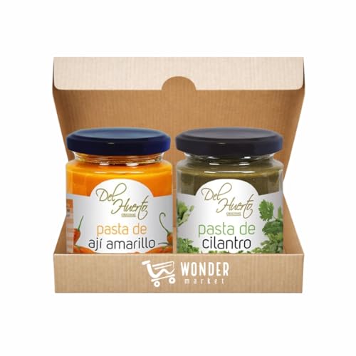 Wondermarket pasta de ají amarillo y pasta de cilantro. Pastas peruanas. Pastas del huerto. Condimento peruano.