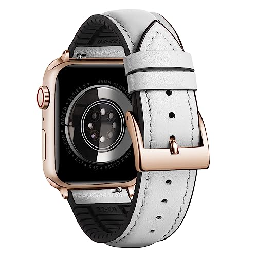 Image of BINLUN Leather Silicone Bands Compatible with Apple Watch 38mm 40mm 41mm 42mm 44mm 45mm 46mm 49mm Sweatproof Replacement Strap for iWatch 11 /10 /9 /8 /7 /6 /5 /4 /3 /2 /1 /Ultra /SE Men Women