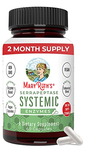 Serrapeptase Enzymes by MaryRuth's | Vegan Serrapeptase High Potency Sinus Pills for Allergy Support, Tissue Health and Cellular Health | Plant Based, Vegan Capsule | Enteric Coated | 2 Month Supply