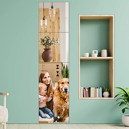 Slcaracc Full Length Wall Mirror Tiles,12"X 12" X 4 Pcs Acrylic Mirror Wall-Mounted, Non Glass Safety Mirror Great For Baby Kids Playroom, Used As Dorm Mirror Door Mirror Gym Mirror #TOP6