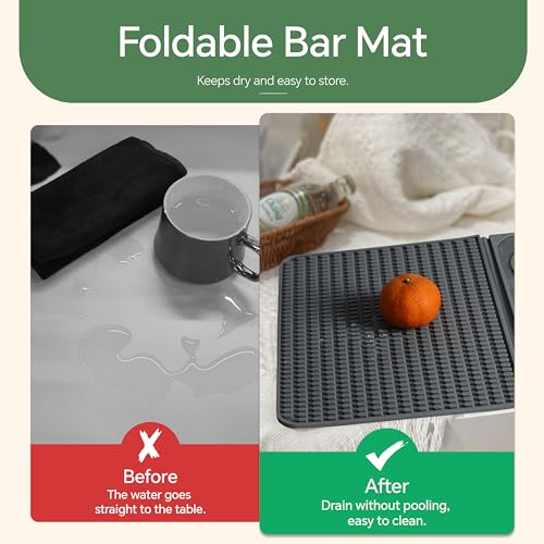 Bar Mat, Bar Accessories, Multifunctional Folding Cocktail Mat with Cutting Board, 18" X 12"(Gray) Drying Mats,Bar Mat for Countertops,Bar Decorations for Home , Outdoor Bar Accessories ,Travel by ZJWZLG - Image 3