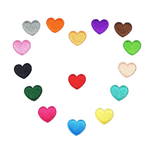 XUNHUI - Parche bordado con diseño de corazón para planchar o coser, 15 unidades