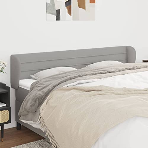 KATERYY Cabecero de Tela Gris Claro 203x23x78/88 cm,Elegante Cabecero con Orejas Ajustable para Cama, Gris Claro, Tela Duradera Cabeceros, pies de Cama