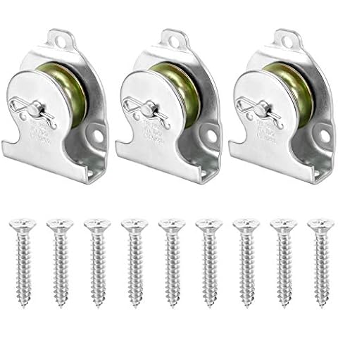 Jubaopen 3PCS Mounted Pulley Blocks Single Pulley Roller Crane Ball Bearing Pulley Block Swivel Lifting Pulley with 9 Screws for Steel Wire Rope Cable Lifting Crane Single Pulley Loading 190 kg Cover