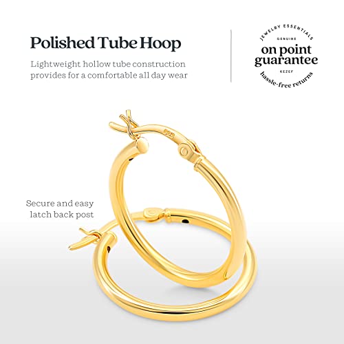 Yellow Gold Plated Hoop Earrings - 2Mm X 20Mm Click-Top Tube Hoop #TOP3