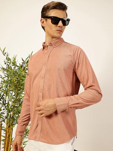 Image of Thomas Scott Men's | Solid | Full Sleeve | Slim Fit | Polyester-Blend | Button Down | Casual Shirt