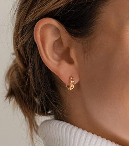 Gold Hoop Earrings Set 14k Gold Plated Huggie Earrings Hypoallergenic Chunky Thick Jewelry for Multiple Piercing Christmas Gift for Womem3