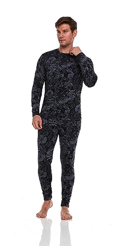 ED HARDY 2 Piece Mens Thermal Underwear Set Graphic Fleece Lined Long Underwear Mens Base Layer Shirt Long Johns3