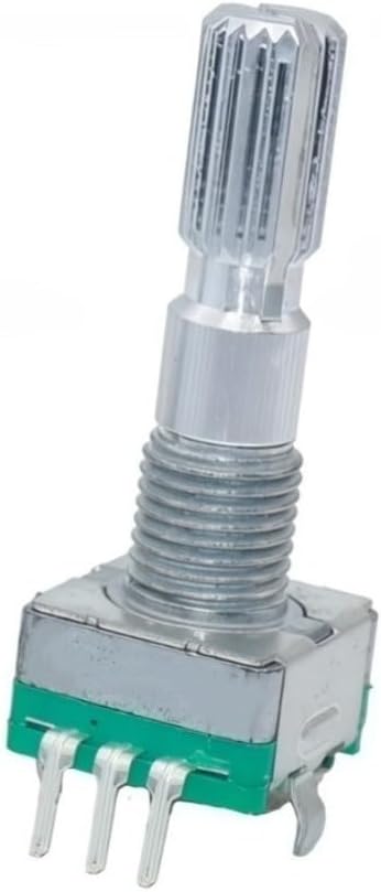 Minhe EC11 Rotary Encoder 360° Infinite Rotation Digital Potentiometer with 20-Position Pulse Output, 25 mm Shaft Length, Metal Body, for Industrial Control and DIY Electronics