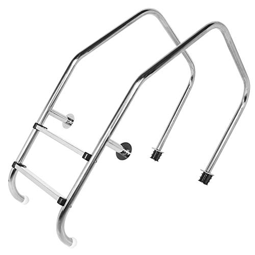 Escalera para piscina con 2 peldaños antideslizantes de acero inoxidable