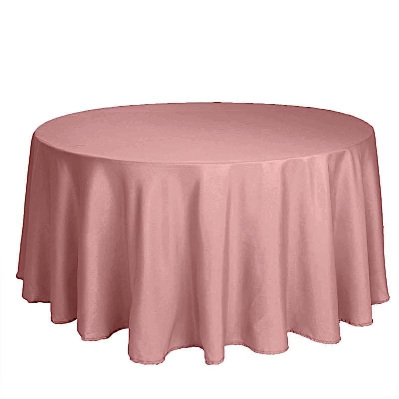 10 pcs 108 inch Dusty Rose Round Washable Polyester Easy-Care Tablecloth for Indoor and Outdoor Bridal Shower Wedding Table Buffet Table Parties Events Kitchen Dining