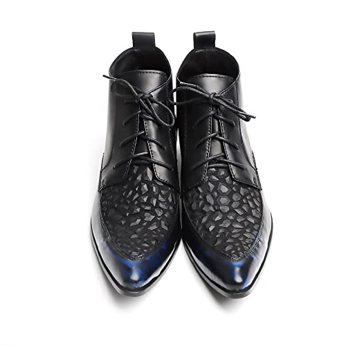 NEW Men Ankle Boots Mens Pointed Lace Up High Top Boots Show For Business Pure Leather4