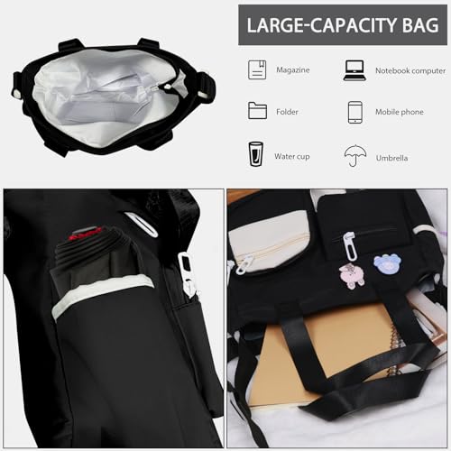 Nylon Messenger Bag Cute Shoulder Tote Bag with Multiple Pockets Large Capacity Messenger Bag for Teens Waterproof4
