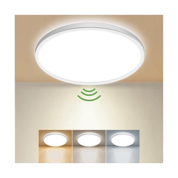 zemty LED Deckenlampe mit Bewegungsmelder Innen, Warmweiß/Neutralweiß/Kaltweiß Lampe