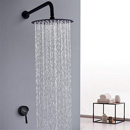 Ensemble de robinetterie de douche murale cascade avec mitigeur baignoire noir