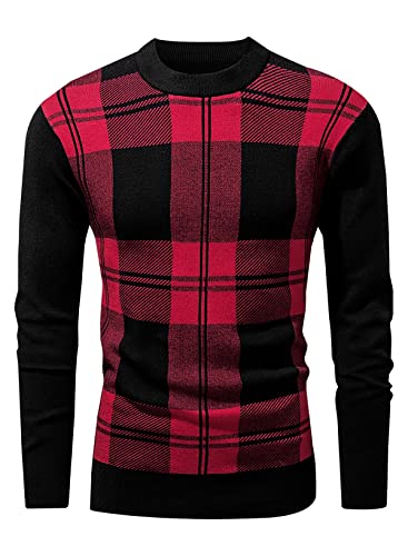 Jolicloth Herren Pullover Klassischer Strickpullover Basic Rundhals Langarmshirt Sweater Slim Fit Cover