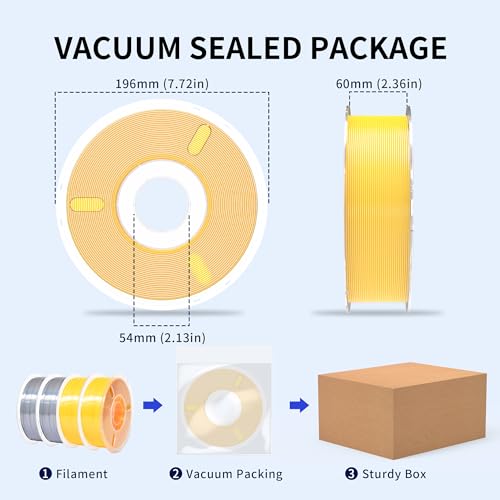 Image of RAMBERY Silk Gold Silver PLA Filament Bundle, Metal-Like Shiny Silk PLA Filament 1.75mm, 3D Printer Filament Dimensional Accuracy + /-0.02mm, 1kg Spool, 4 Packs（Golden,Silver
