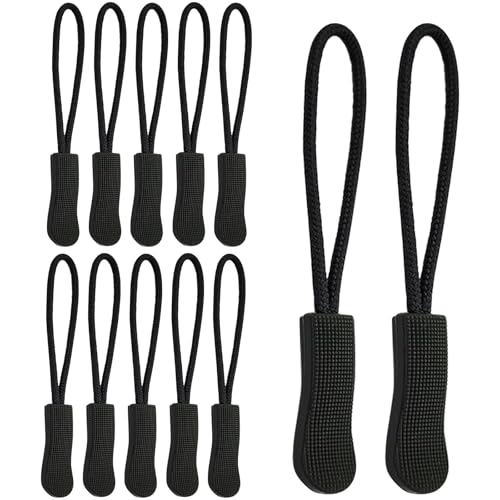 WOLMIK Tiradores de cremallera: 12 tiradores de cordón con cremallera, reemplazo de tirador de cremallera, extensión de cremallera, etiquetas de cremallera, etiquetas de cremallera antideslizantes