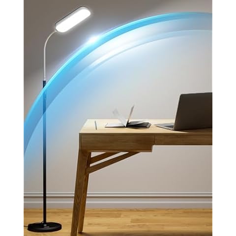 LEPOWER Floor Lamp, Eye-Caring LED Standing Lamp with 5 Color Temperatures, Stepless Dimmer & 3 Timer Function, Bright Adjustable Reading Lamp for Living Room, Office, Bedroom Cover