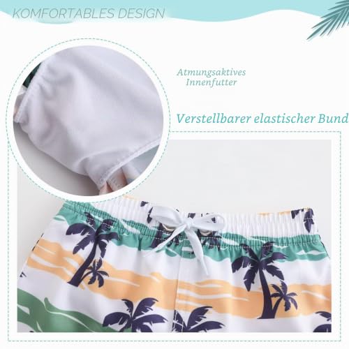 Qterdiz Baby Jungen UV Badeshirt Badeshorts Kinder Langarm Badeanzug Zweiteilige Badebekleidung 92 98/2-3 Jahre