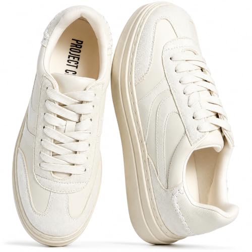 Image of Project Cloud Platform Sneakers for Women Footwear - Memory Foam Insole Womens Shoes, Lightweight and Non-Slip Sole Lace Up Fashion Sneakers for Women 2026 (Volley)