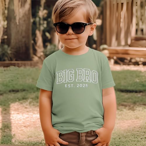 Big Brother Shirts Toddler Baby Boy Embroidery Big Bro Est. 2025 T-Shirt Summer Short Sleeve Tees Announcement Tops2