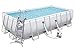 Produktbild Bestway Power Steel Frame Pool Komplettset viereckig, mit Kartuschenfilterpumpe, Leiter, Boden- & Abdeckplane, 549x274x122 cm, grau