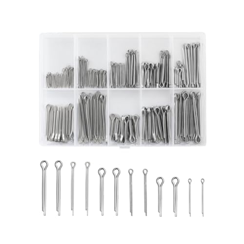 150 Pcs 304 Stainless Steel Cotter Pins Assortment Kit, 15 Sizes Split Pin Fastener Clips, Cotter Pins Assortment Kit, for Automotive Mechanics Small Engine Repair