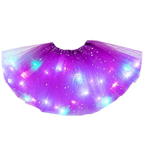 Kids Girls Baby Sequin Tutu Skirt Led Light Up Pettiskirt Ballet Clothes Dark Skirt #TOP30