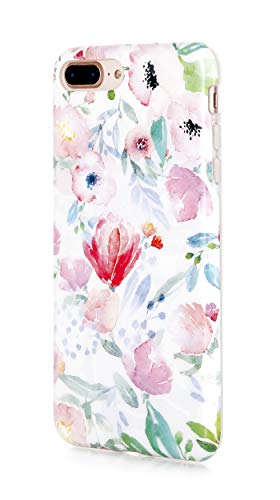 Sunshinecases Flower Iphone Case (Compatible: Apple Iphone 8 Plus / Iphone 7 Plus Case) Slim, Cute And Protective Phone Case Cover For Women & Girls, Easy To Grip (Watercolor Botanical Floral) #TOP1