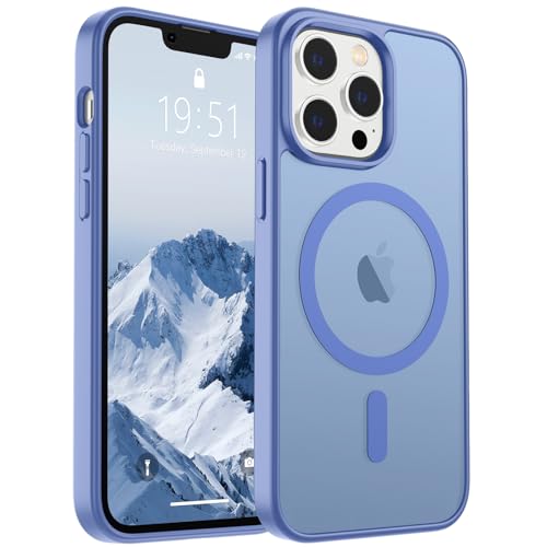 Image of SUPFINE Magnetic for iPhone 12 Pro Max Case (Compatible with MagSafe) (Military Grade Drop Protection) Slim Translucent Matte Shockproof with Anti-Fingerprint Phone Case,Blue Purple