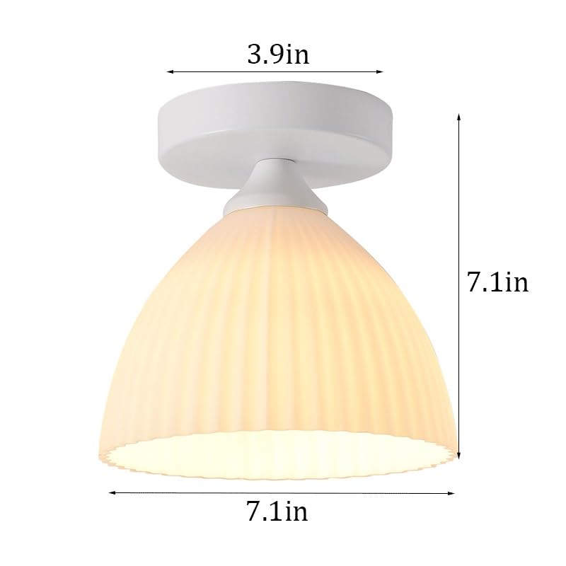 Plafonnier LED variable en verre blanc style Wabi-sabi pour balcon - 6