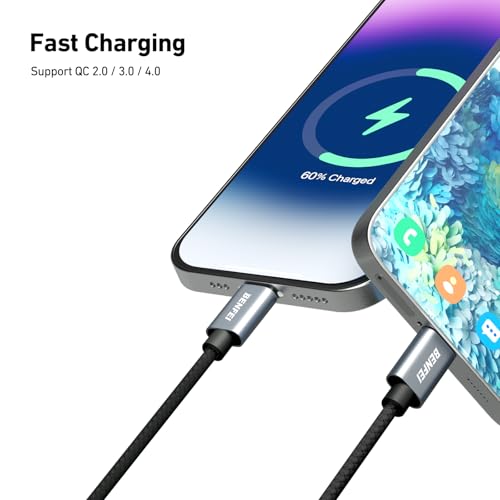 BENFEI USB C Cable, [3A, 6.6ft] QC 3.0 Fast Charging Type C Cable, Tangle-Free Silicone for Samsung Galaxy Note 10 Note 9/S10+ S10, LG V30
