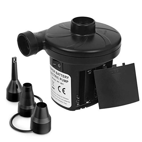 ELOKI Battery Powered Air Pump inflator/deflator, 3 Nozzle Adapters Universal valves, Electric Quick-Fill Blower Portable Inflator for Inflatables Raft Bed Boat Pool Toy
