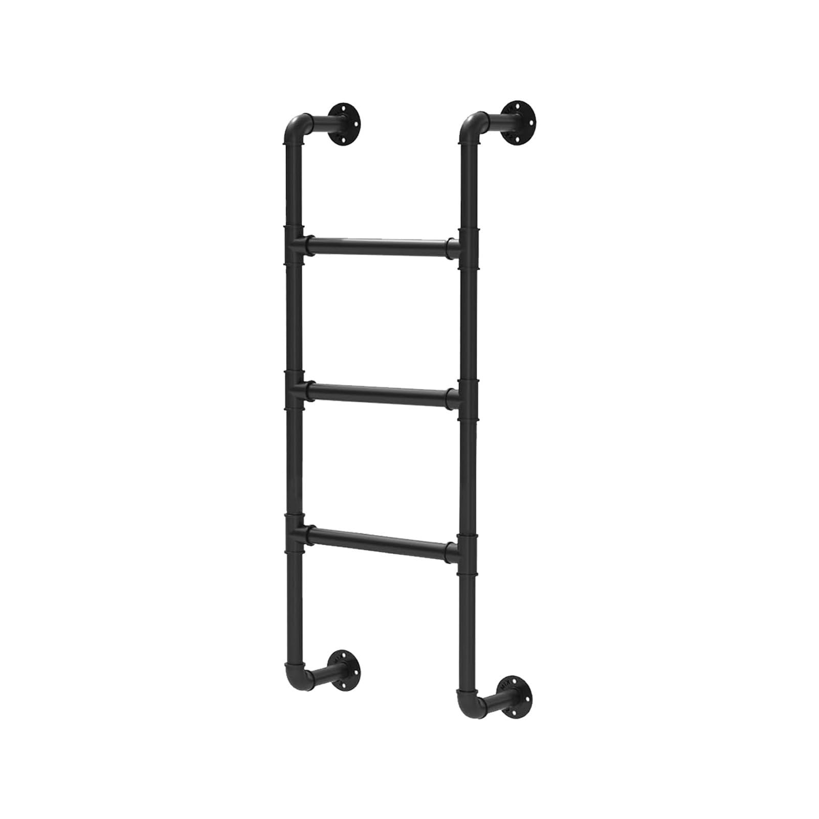 Black Bunk Bed Ladder with Loft & Egress Access - Metal Wall Mounted Stepladder for Attic, RV, Library, Deck & Dorm - Easy Install, Loads 330lbs