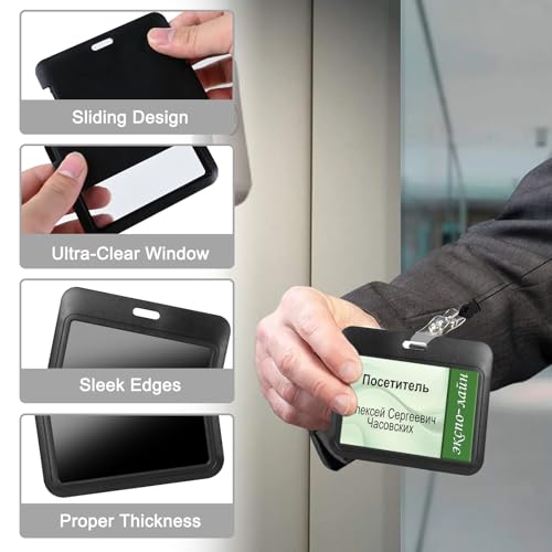 Image of Retractable ID Badge Holder with Breakaway Lanyard,Heavy Duty Badge Reel,Detachable Keychain, Cruise Ship Cards Holder,for Nurse Officer Teacher Security Staff Women Men(Purple Horizontal)