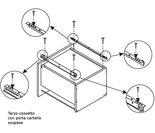 TECHLY 307346 Cassettiera a Tre Cassetti per