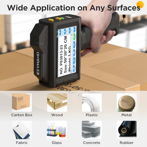Image of Handheld Inkjet Printer 1.0 Inch Print Height Weighs Only 400g for Batch Code Date Lot Number Print on Plastic Carton Wood Metal Glass Aluminum with 42ml Fast Dry Ink (Black)